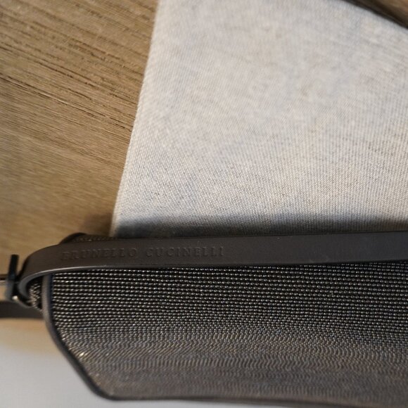 Brunello Cucinelli Monili Crossbody Bag Gunmetal Monili Charcoal Gray Leather - Picture 6 of 12